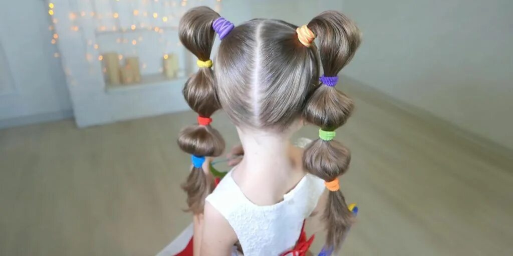 Простые прически для девочек хвостом Объёмные хвостики с резинками Kids hairstyles, Hair styles, Hair wrap