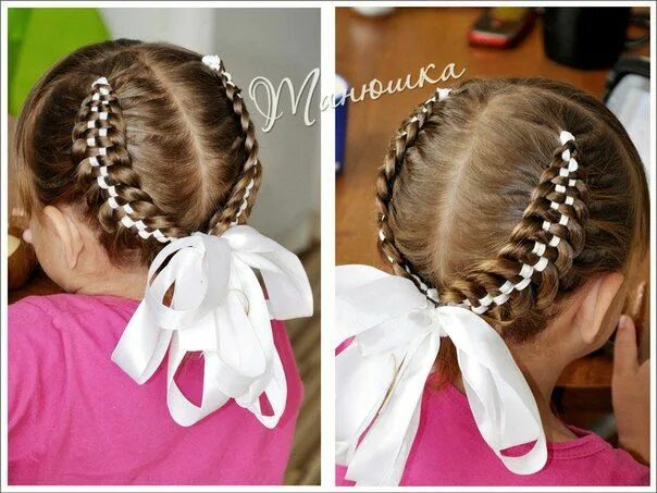 Простые прически для девочек с лентами Chequerboard pigtails - cute! Edgy hair, Braid in hair extensions, Girl hairstyl