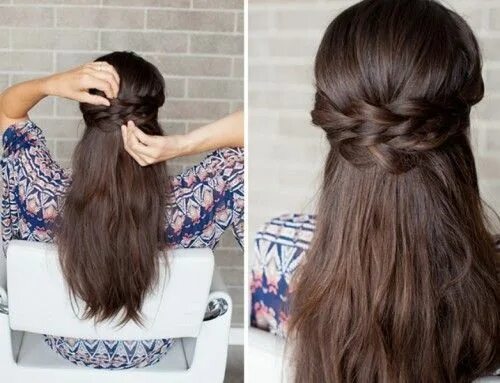 Простые прически на длинные распущенные волосы Romantic DIY Braided Half-Up Bridal Hairstyle Weddingomania Half braided hairsty