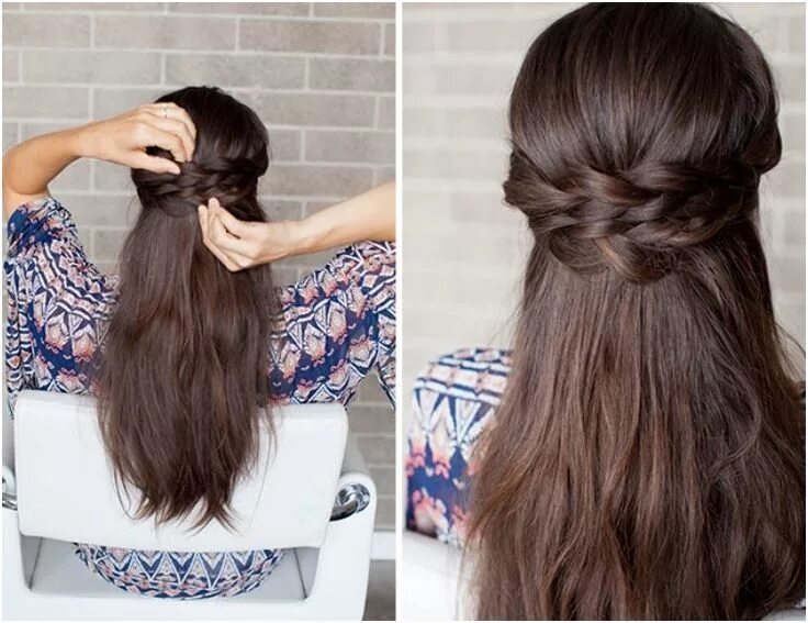 Простые прически на длинные волосы 12 Lovely Hairstyle Tutorials For The Holidays Half braided hairstyles, Braids f