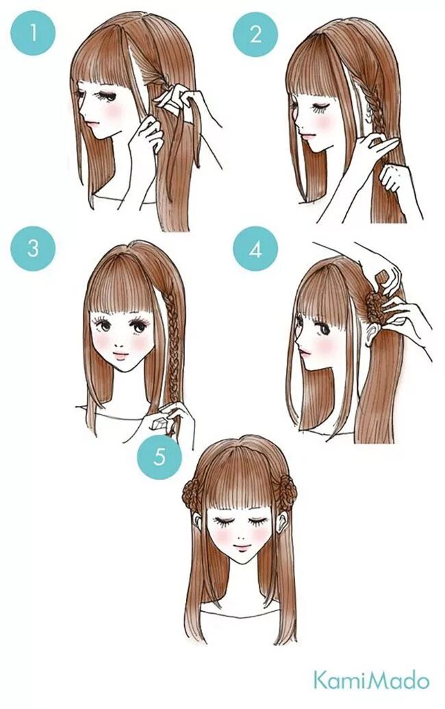 Простые прически на волосы с челкой 65 Easy And Cute Hairstyles That Can Be Done In Just A Few Minutes Kawaii hairst