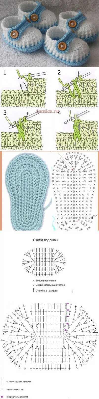 Простые схемы пинеток крючком для начинающих Вязание детям Детские сандалии крючком, Связанные крючком пинетки, Вязаная крючк