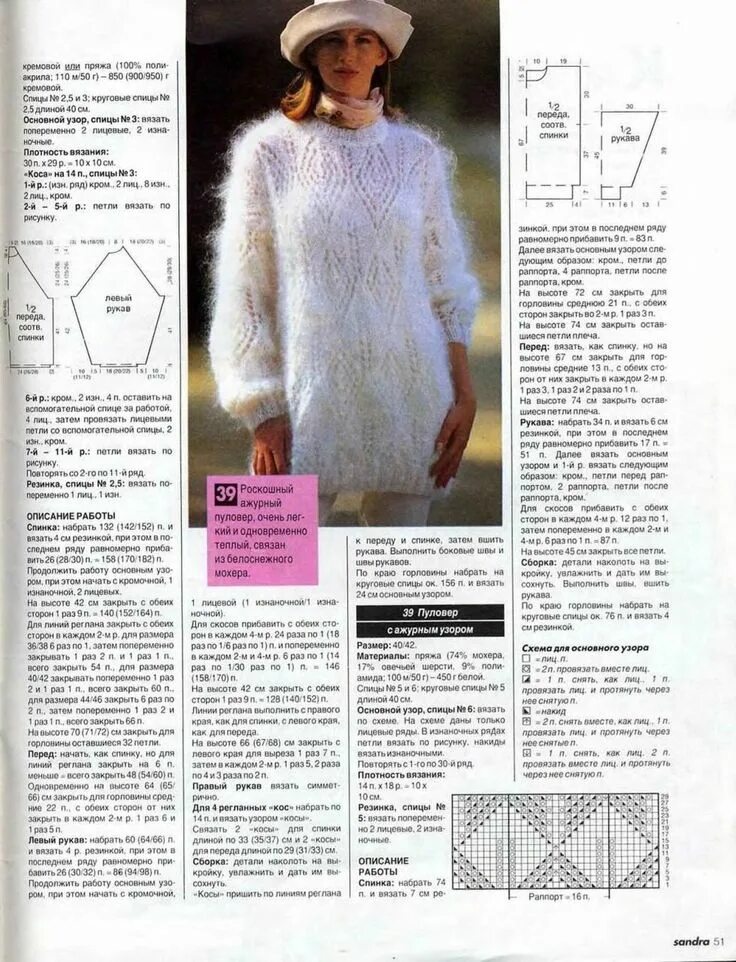 Простые схемы спицами из мохера Sandra № 9 1994 - Яндекс.Диск Cement diy, Sandra, Dresses with sleeves