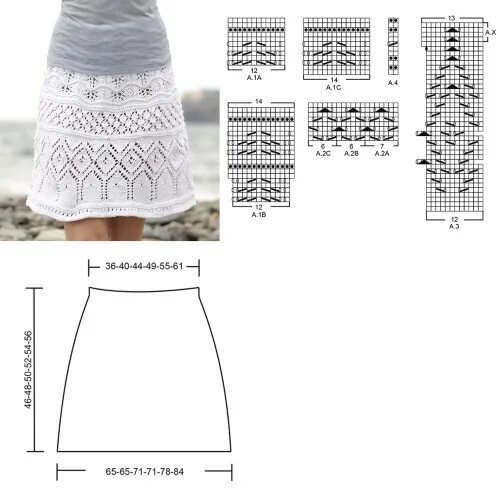 Простые схемы юбок спицами Простой узор для вязаной юбки. Как связать юбку спицами - пошаговое описание, сх