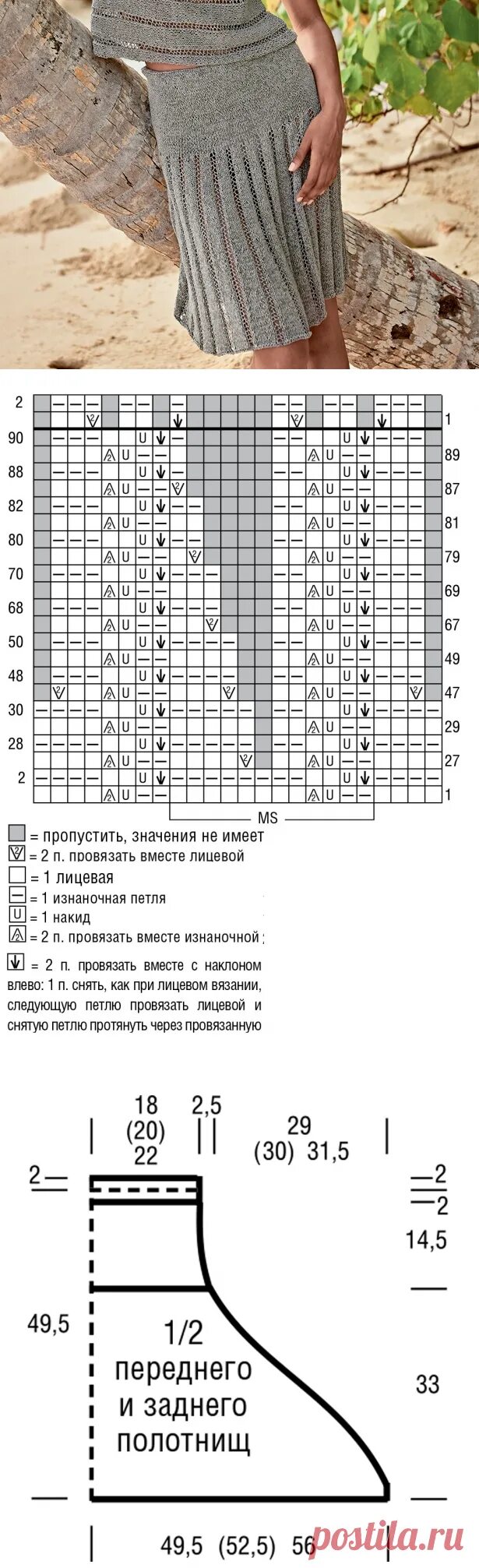 Простые схемы юбок спицами Юбка с имитацией складок - схема вязания спицами. Вяжем Юбки на Verena.ru вязани