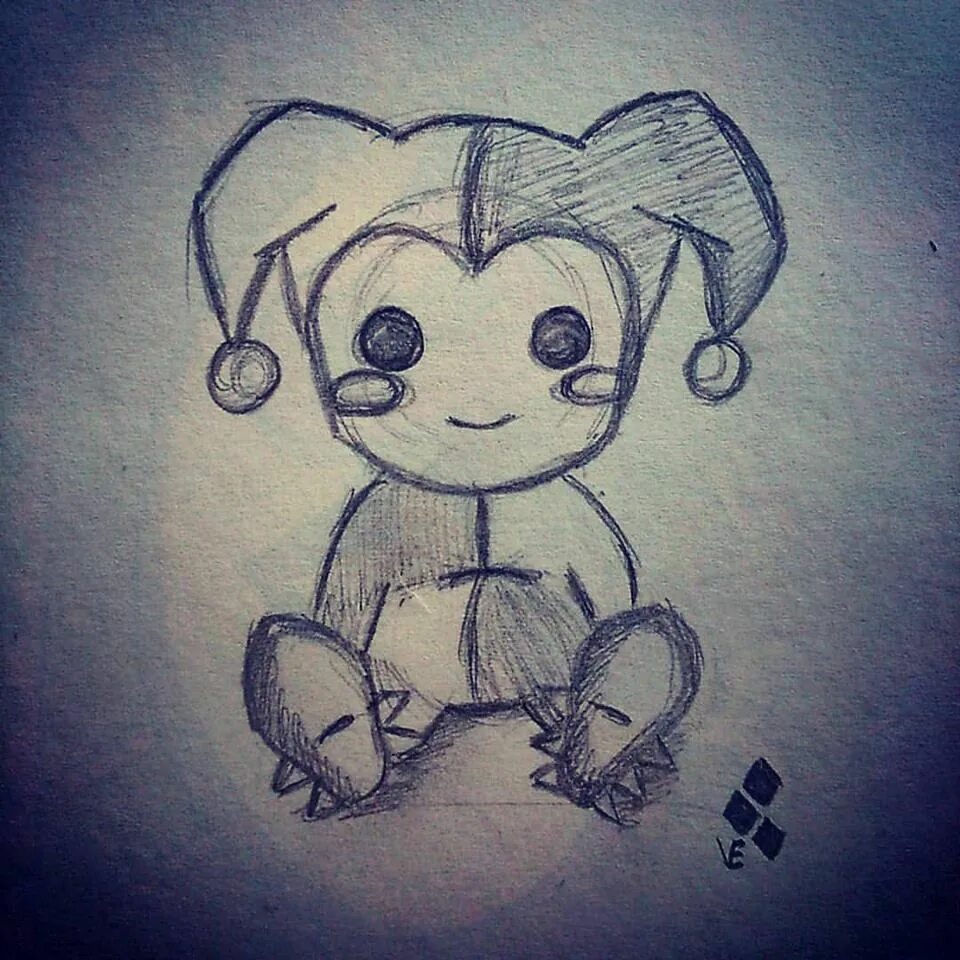 Простые срисовки фото Harley Quinn Cute drawing sketch. Schizzi, Schizzi d'arte, Disegni di tumblr