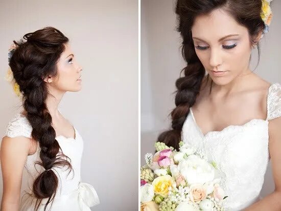 Простые свадебные прически на длинные волосы Side plait Wedding hair trends, Bridal hairdo, Wedding hairstyles