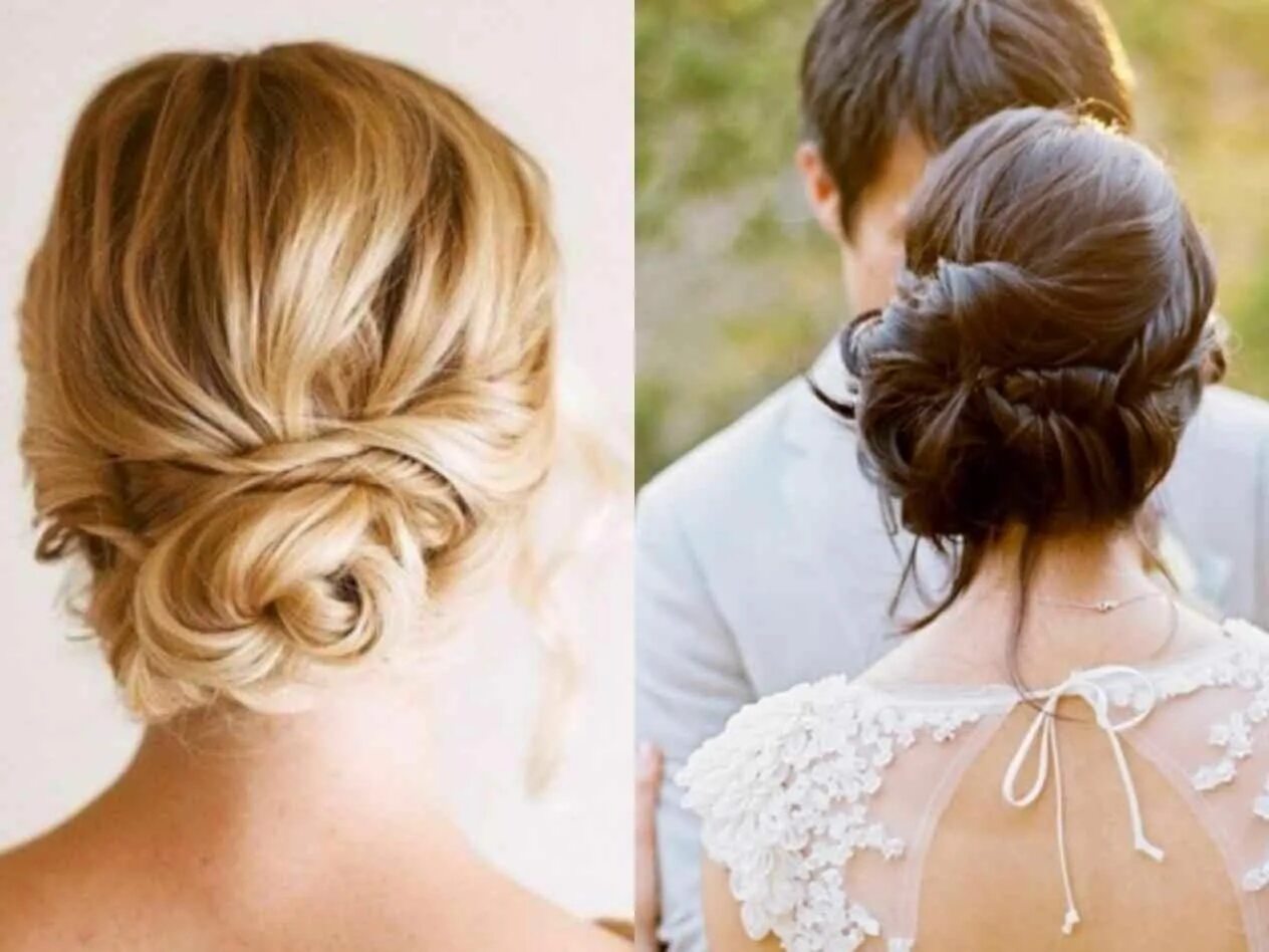 Простые свадебные прически на средние Wedding Hairstyles With Messy Bun Loose bun hairstyles, Low bun wedding hair, We