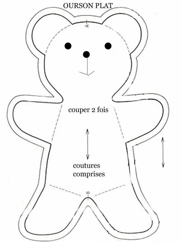 Простые выкройки игрушек ET POUR + IDEES: ICI Teddy bear sewing pattern, Baby couture, Teddy bear templat