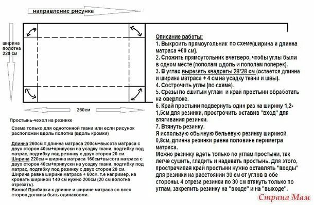 Простынь на резинке 160х200 выкройка своими руками Постельное белье. Шьем сами