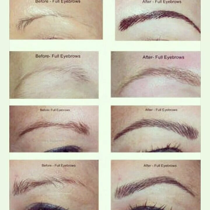 Процесс перманентного макияжа бровей Antes y Después de procedimientos con microblading... Semi permanent makeup eyeb