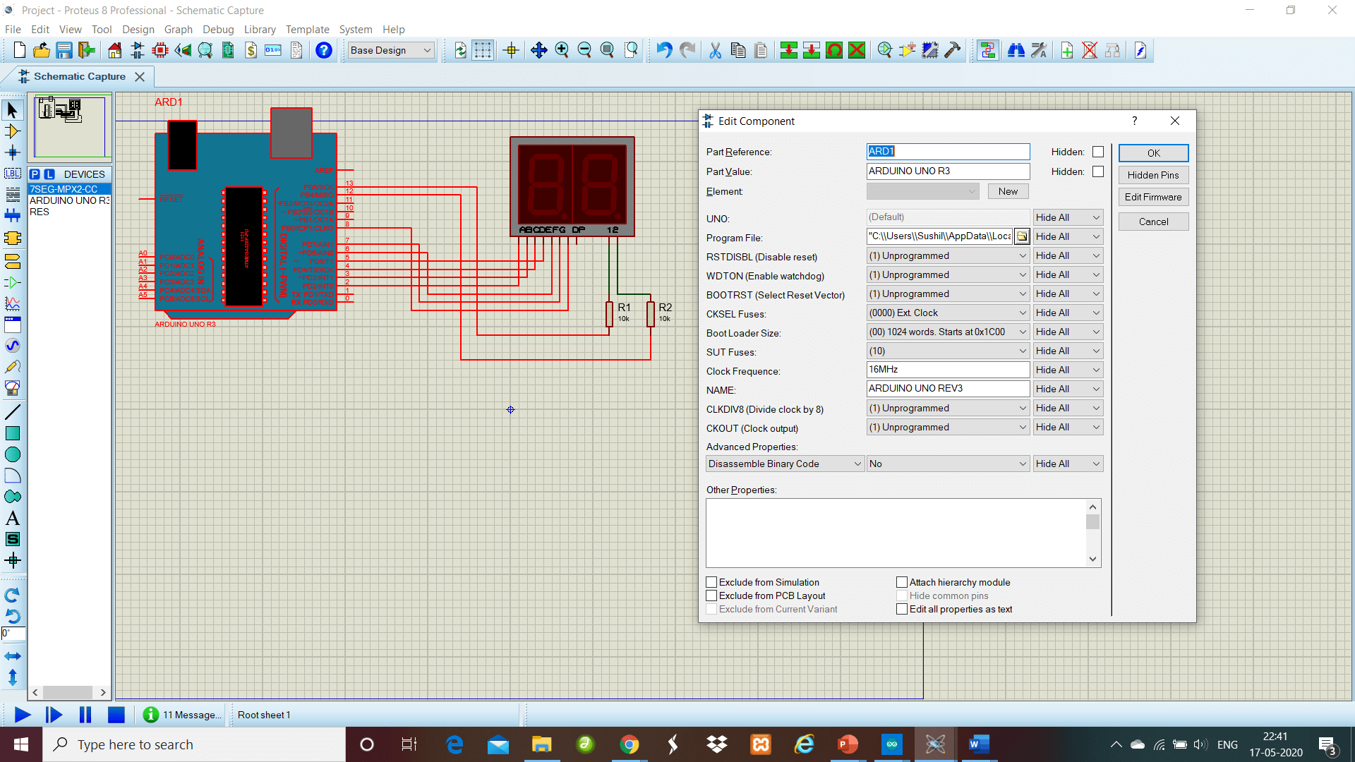 Протеус программа для электрических схем 2-Digit 7-Segment Counter (00-99) with Arduino in Proteus