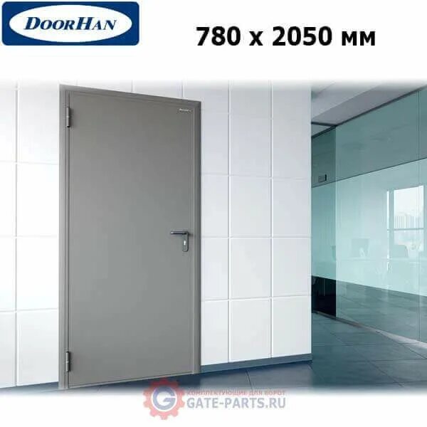 Противопожарные двери фото DTG/780/2050/7035/L/N Doorhan Дверь техническая 780х2050 одностворчатая, глухая