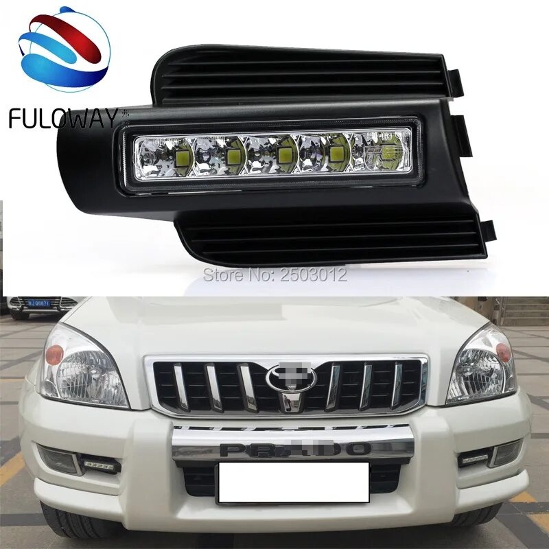 Противотуманные фары прадо 120 тюнинг LED Daytime Running Light For Toyota Prado 120 LC120 GRJ120 2003 to 2009 Fog Lam