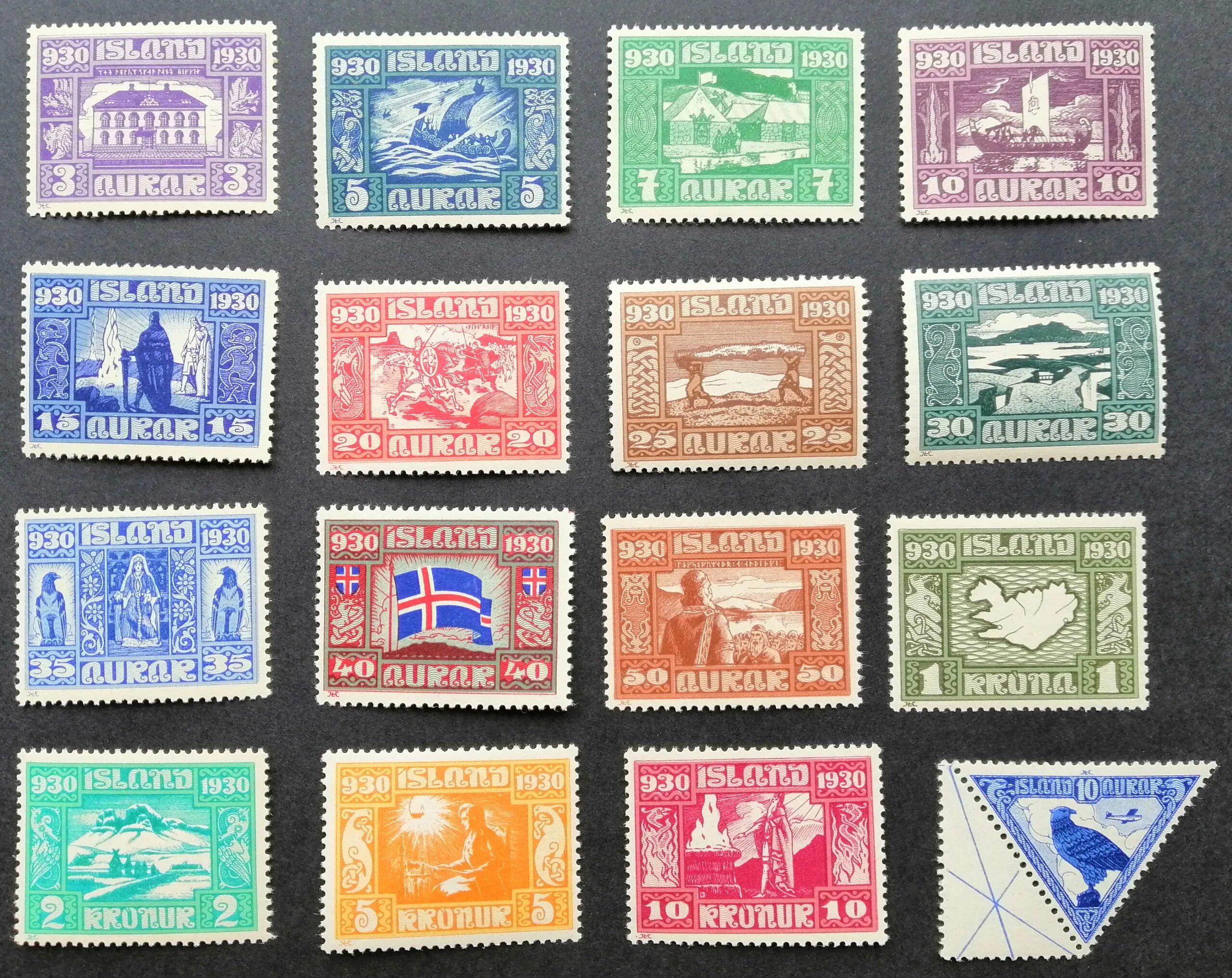 Проверить марки по фото SOLD 1930 Iceland Sc 152 - 166 + Sc C3. ALL MNHOG! CV $1110! - Магазин редких ко