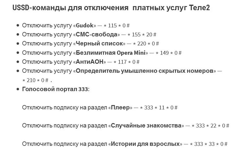 Проверить платные подключения теле2 на телефоне Команда платных подписок теле2