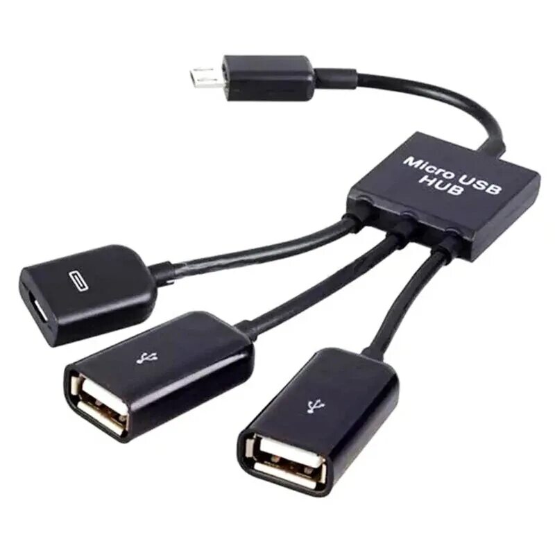 Провод для подключения флешки к телефону Micro usb-хаб 3 в 1 USB зарядка OTG концентратор кабеля адаптер конвертер для см