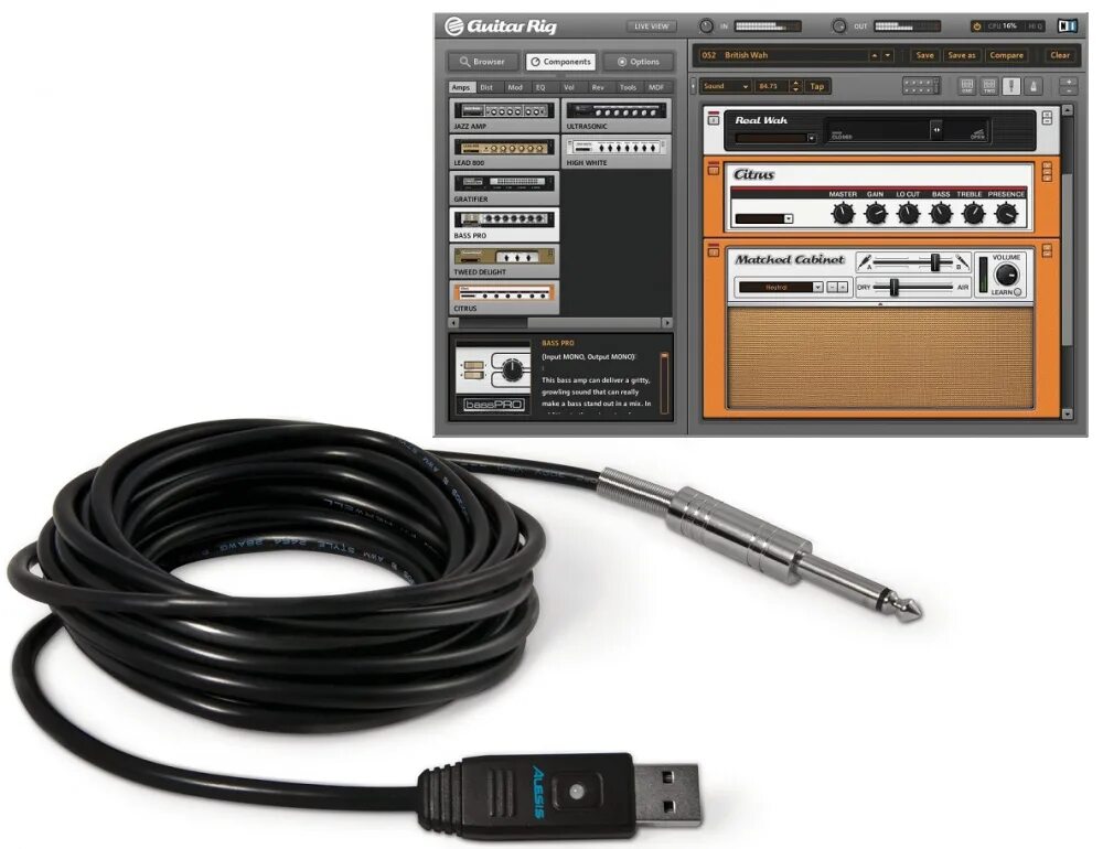 Провод для подключения гитары ALESIS Guitar Link Plus USB-кабель для гитары (1/4`TS - USB) купить недорого в и