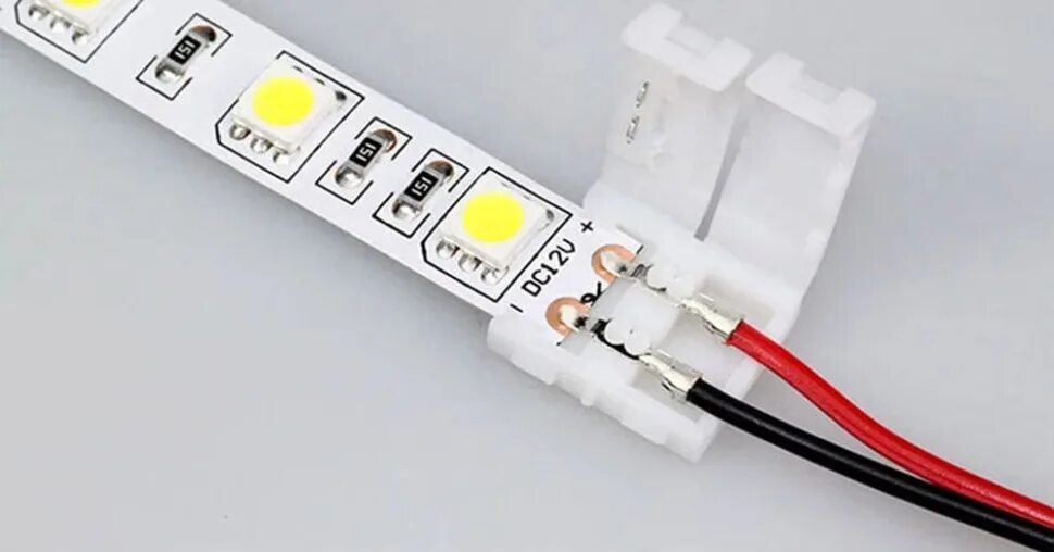Провод для подключения подсветки Коннектор с проводом для ленты 10мм SMD 5050 / 5060 2pin купить в Воронеже!