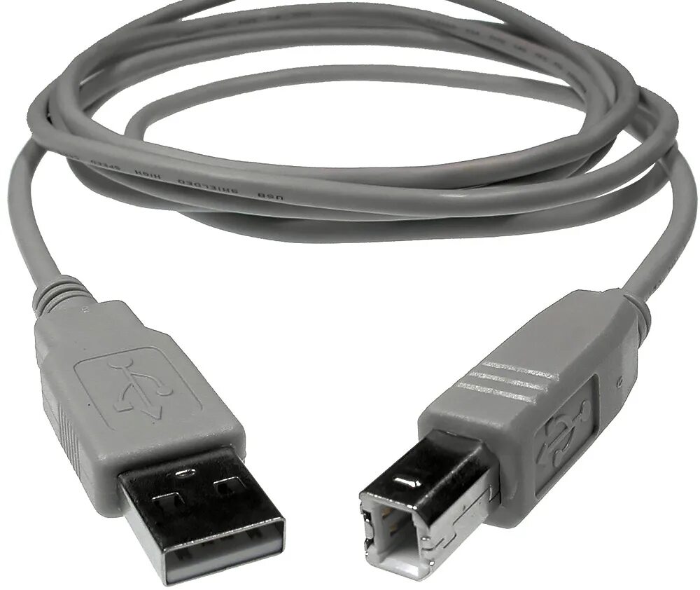 Провод для подключения принтера к ноутбуку Кабель USB 2.0 USB A(m) USB B(m), 1.5 м, серый - купить кабель для принтера, МФУ