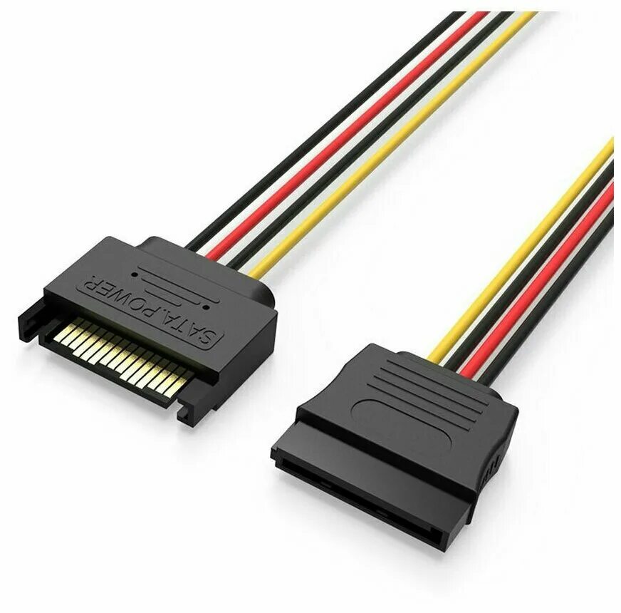 Провод для подключения sata ssd Vention Кабель SATA 15 pin M (папа)SATA 15 pin F(мама) 30см, удлинитель питания 