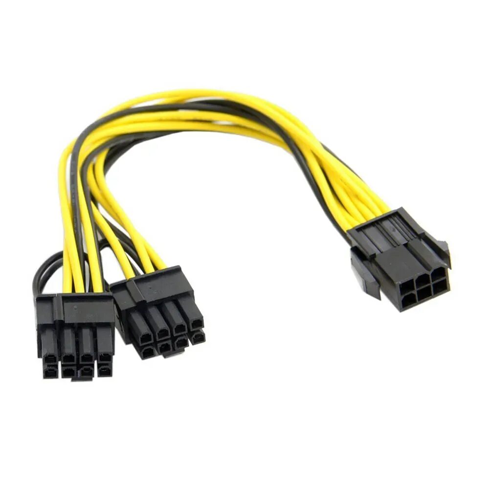 Провод для подключения видеокарты 6PCS UL1007 18AWG PCI-E 6pin Female To Dual 8pin(6+2) Y-Splitter F/M Adapter GPU