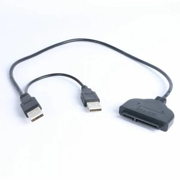 Провод для подключения жесткого к ноутбуку Переходник USB - SATA 15+7 pin для жестких дисков 2.5", Y-кабель 0.2 м с доп. пи