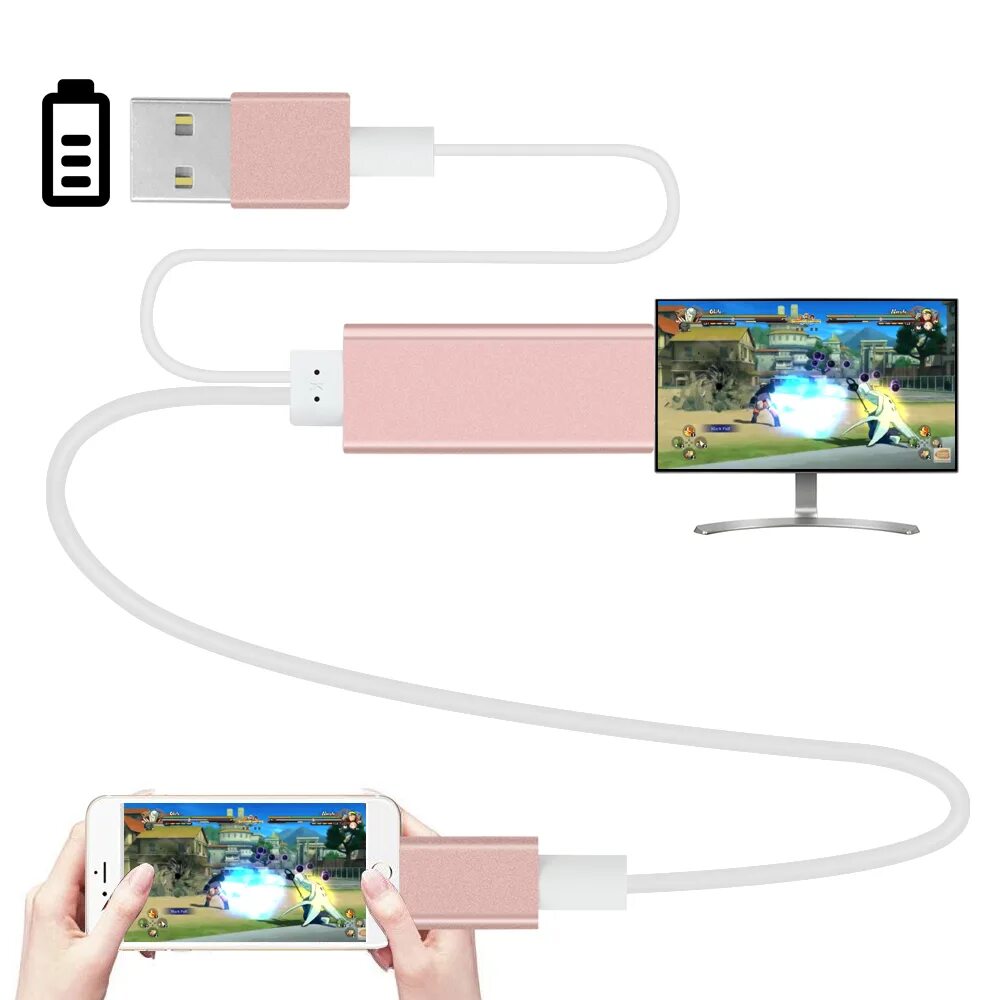 Провод подключения айфон к телевизору Купить 2 м HDMI HD ТВ AV адаптер USB кабель USB к HDMI HD1080P для iPhone 5 5S 6