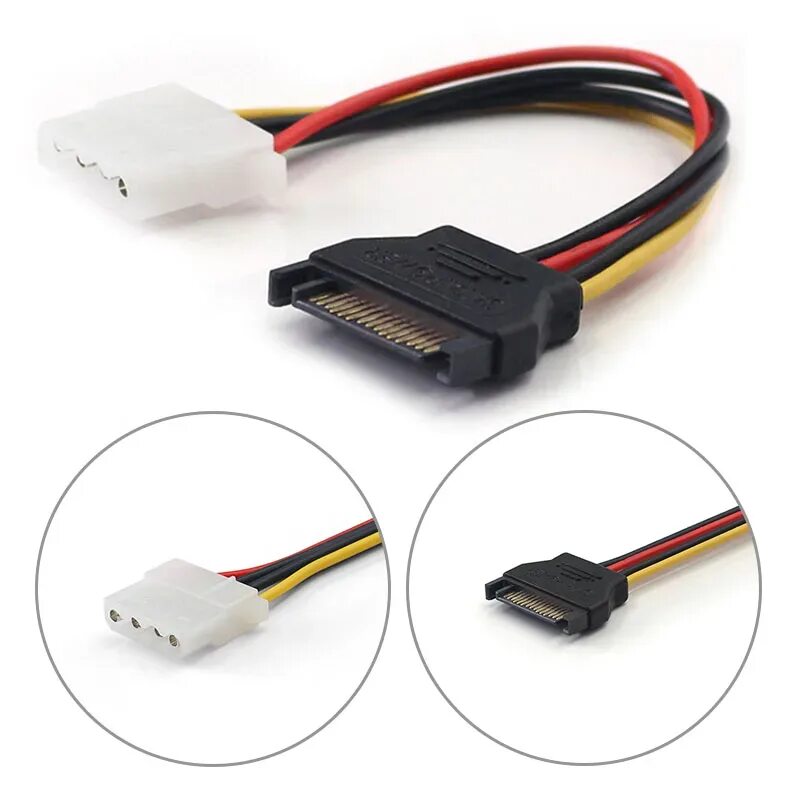 Провод подключения ссд диска Hard Disk SATA Power Cable Molexe IDE to Serial ATA Power Adapter 4 Pin to 15 Pi