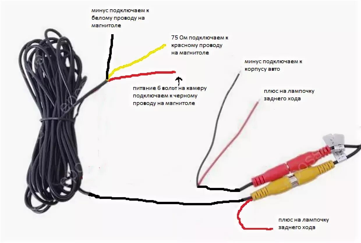 Провода для подключения камеры заднего вида Камера заднего вида для автомобиля схема подключения проводов