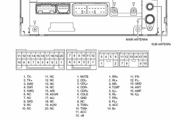 Провода для подключения магнитолы тойота Toyota Corolla (2006-2010) 53818 Head Units pinout diagram @ pinoutguide.com Toy