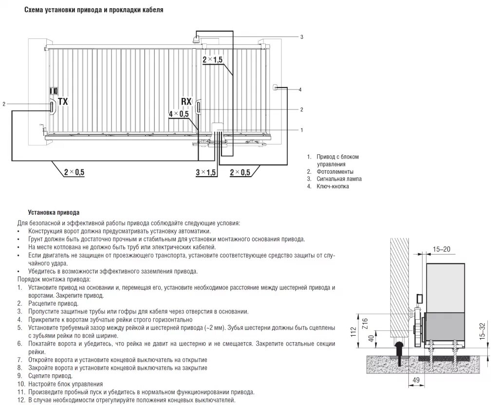 Провода для подключения привода откатных ворот Откатные ворота схема подключения