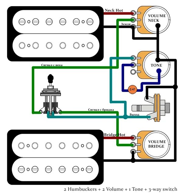 Провода для распайки темброблока Распайка звукоснимателей (H+H) - GuitarGrad