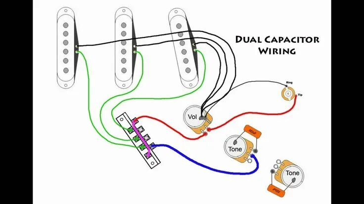 Провода для распайки темброблока Stratocaster Mod Wiring - Dual Capacitors Fender stratocaster, Stratocaster guit