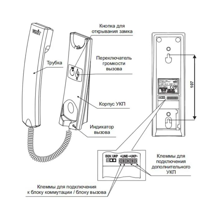 Провода трубки домофона схема подключения Купить vizit укп-12-1 для дома по выгодной цене 2500 руб. в Новосибирске от пров