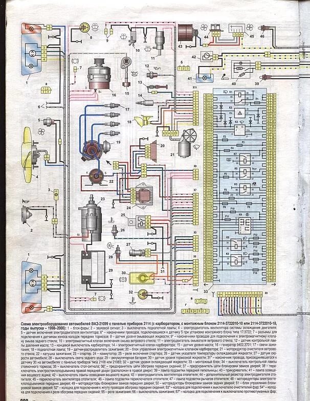 Проводка 21099 схема Схема Электрооборудования ВАЗ 21099(карбюратор) с панелью приборов ВАЗ 2114 VDO 