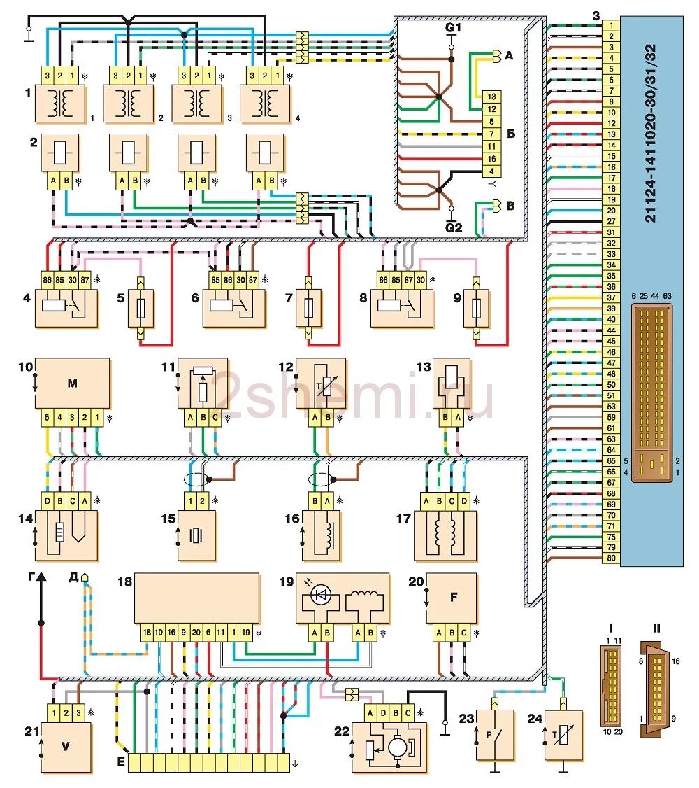Проводка 21124 схема Схема ВАЗ-2112