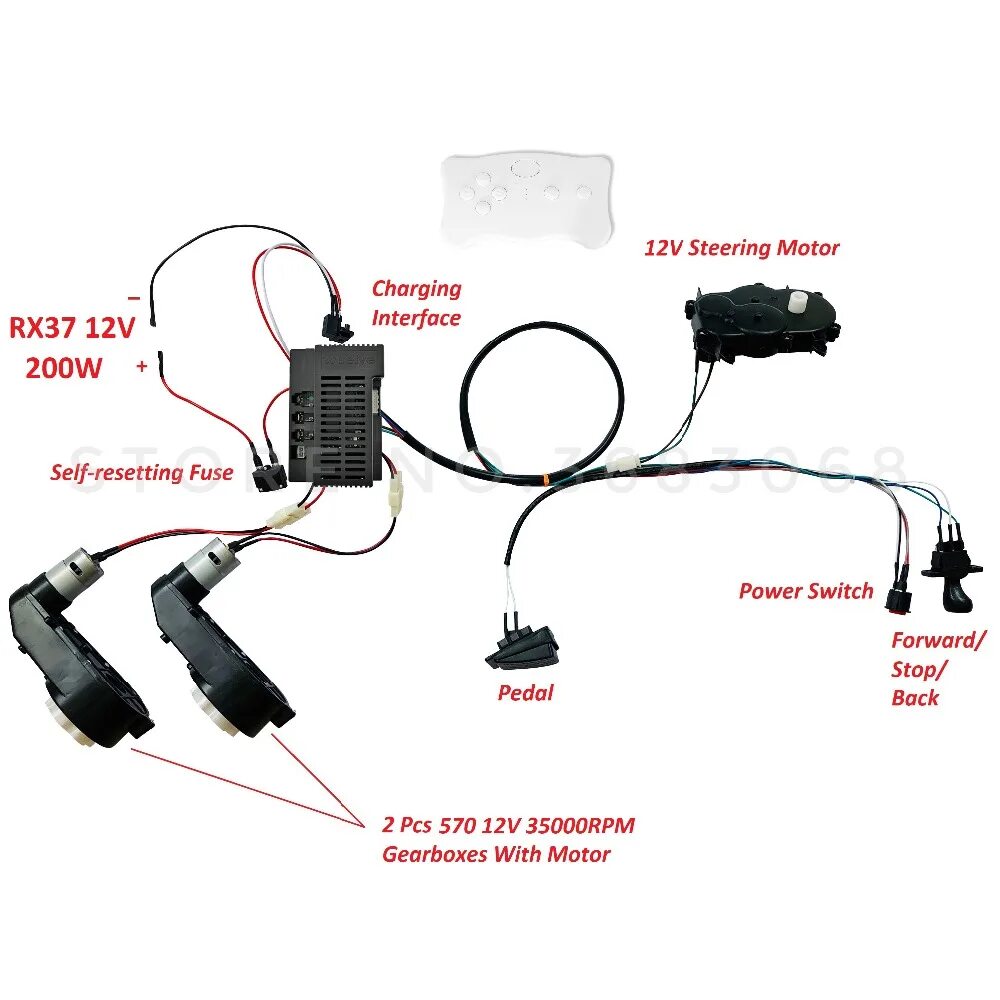 Проводка детского электромобиля схема Children Electric Car Diy Accessories Wires And Gearbox,self-made Toy Car Full S