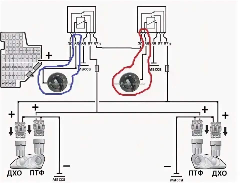 Проводка для подключения противотуманных фар шкода фабия дневные ходовые огни? - Skoda Octavia A5 Mk2, 1,6 л, 2010 года своими руками DRI