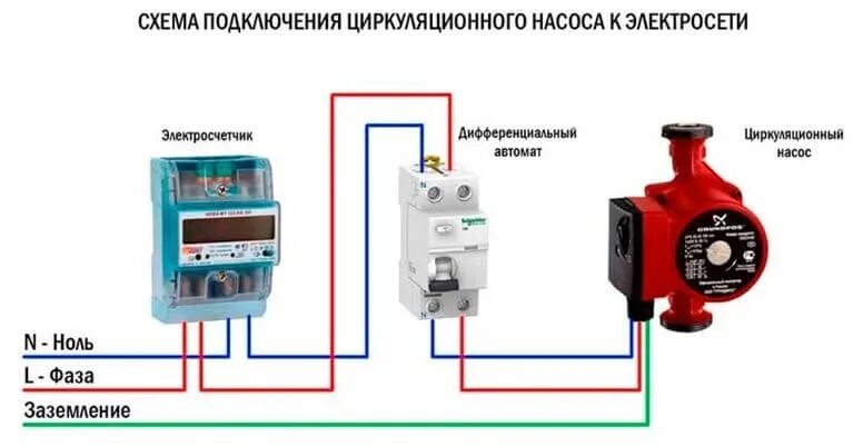 Проводка для подключения циркуляционного насоса bosch 654575 Автомат для насоса отопления - Схема подключения циркуляционного насоса