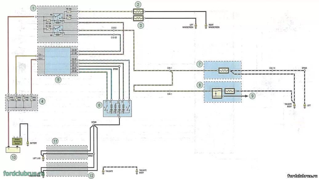 Проводка форд фокус 3 схема Схема обогрев стекол Форд фокус 3