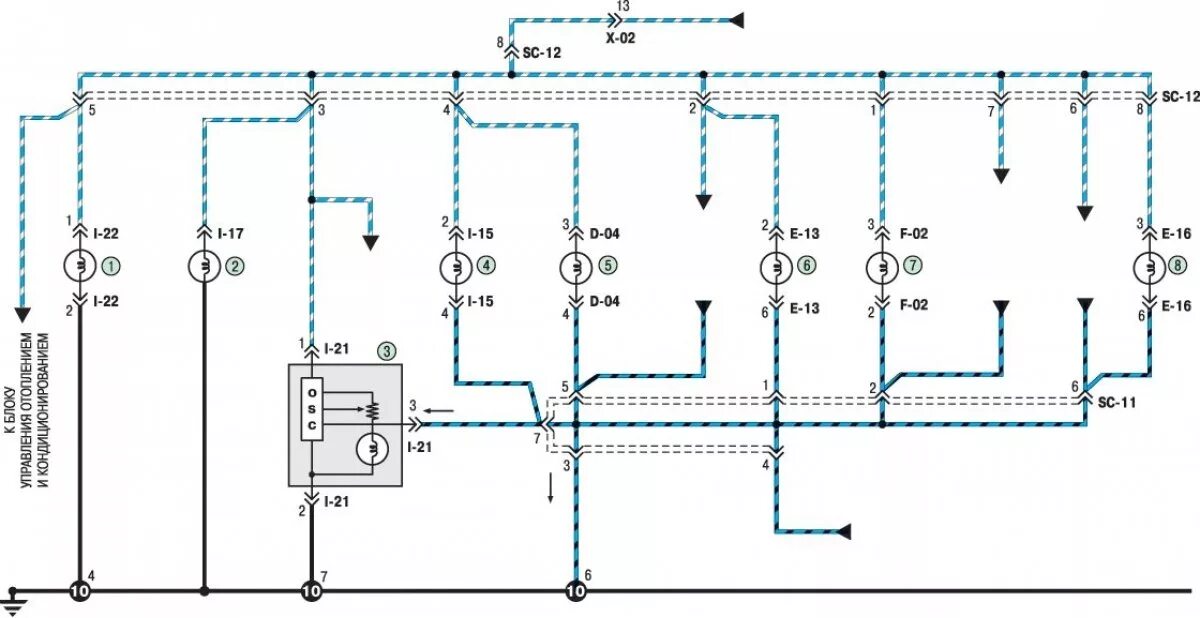 Проводка киа спектра схема Scheme 25a. Interior lighting connections (Kia Spectra 2000-2009: Electrical equ