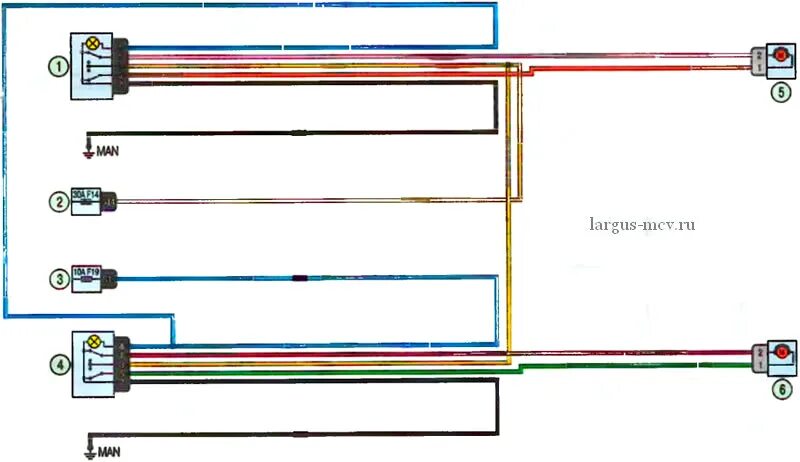 Проводка ларгус схема Электросхема передних и задних электростеклоподъёмников Lada Largus / Лада Ларгу