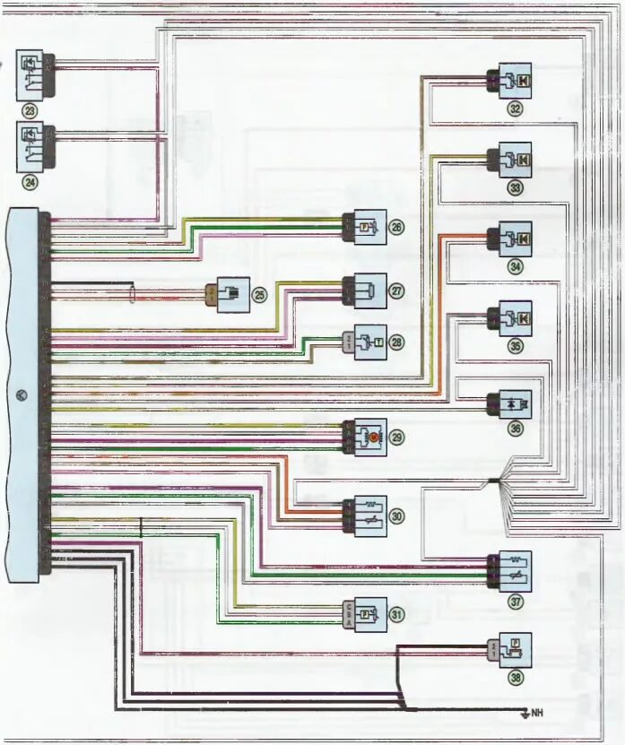 Проводка ларгус схема Wiring diagram - engine management system K4M Lada Largus