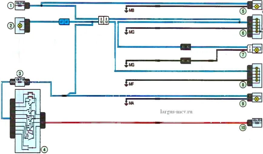 Проводка ларгус схема Электросхема - Указатели поворота, аварийная сигнализация и габаритные огни Lada