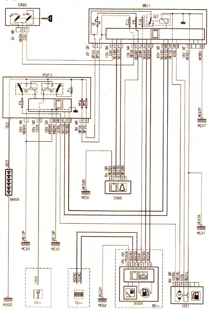 Проводка пежо 307 схема Схема электропитания бензонасоса Peugeot 307