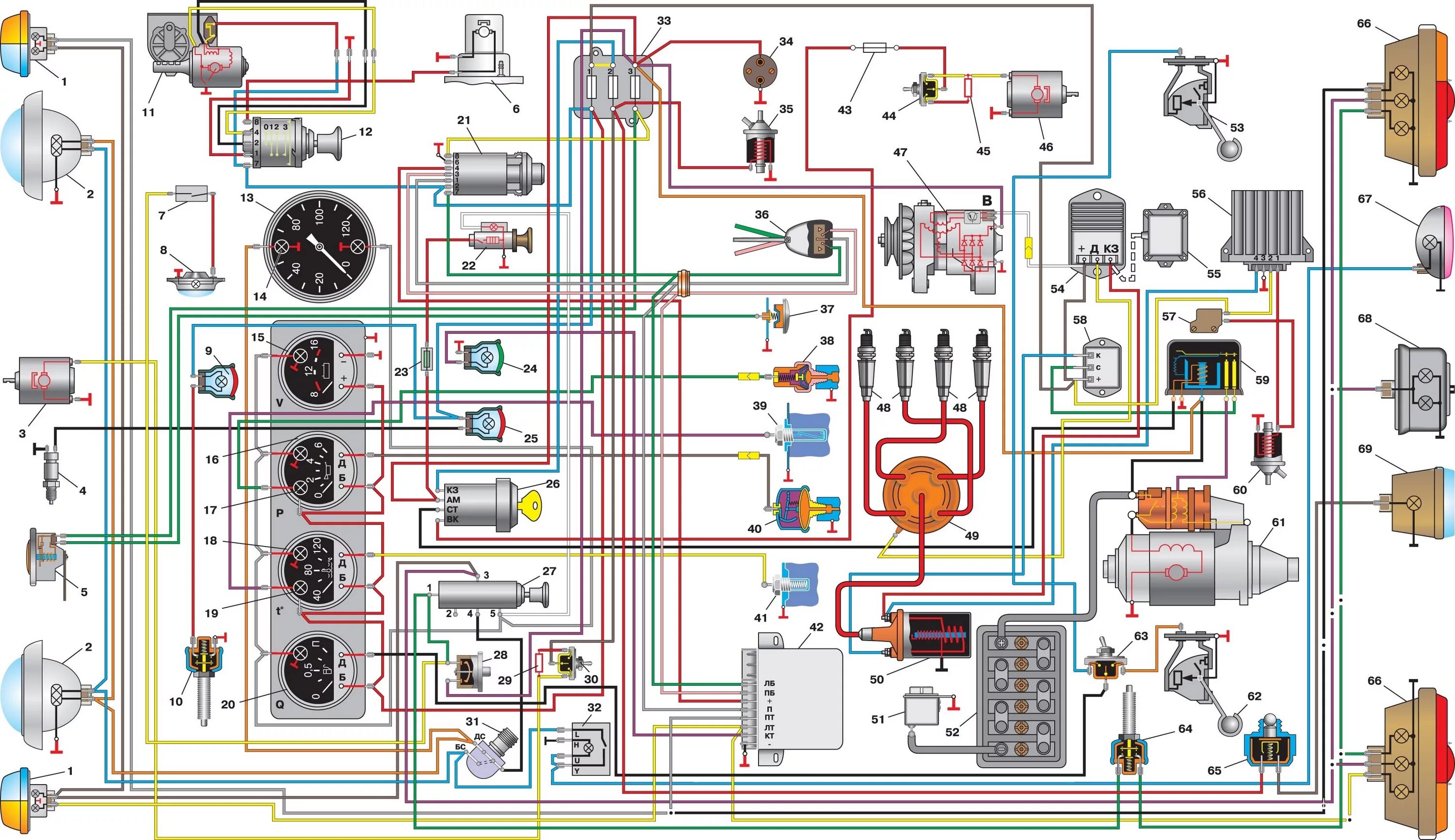 Проводка уаз 3303 карбюратор схема Схема проводки УАЗ буханка - УАЗ "Буханка"