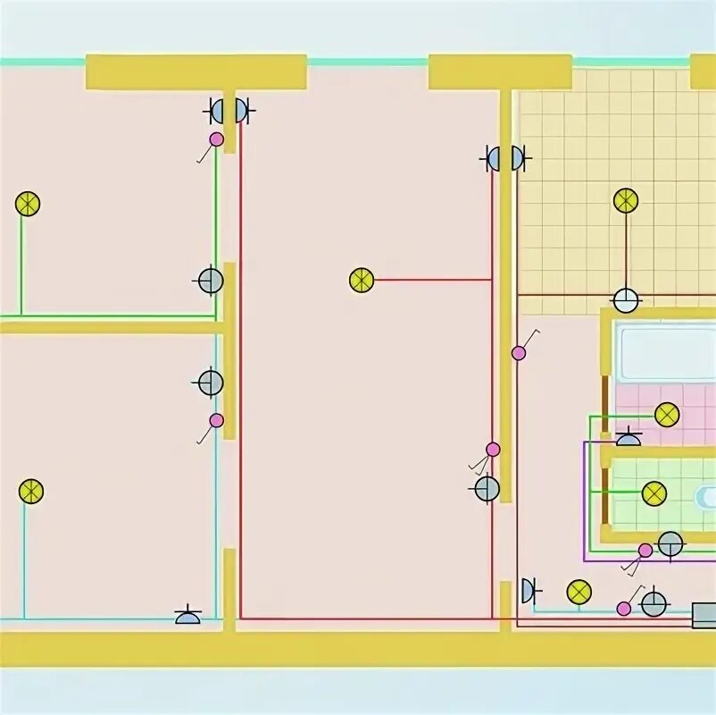 Проводка в хрущевке схема 2 комнатной квартиры Картинки ПРОВОДКА В 2 КОМНАТНОЙ ХРУЩЕВКЕ