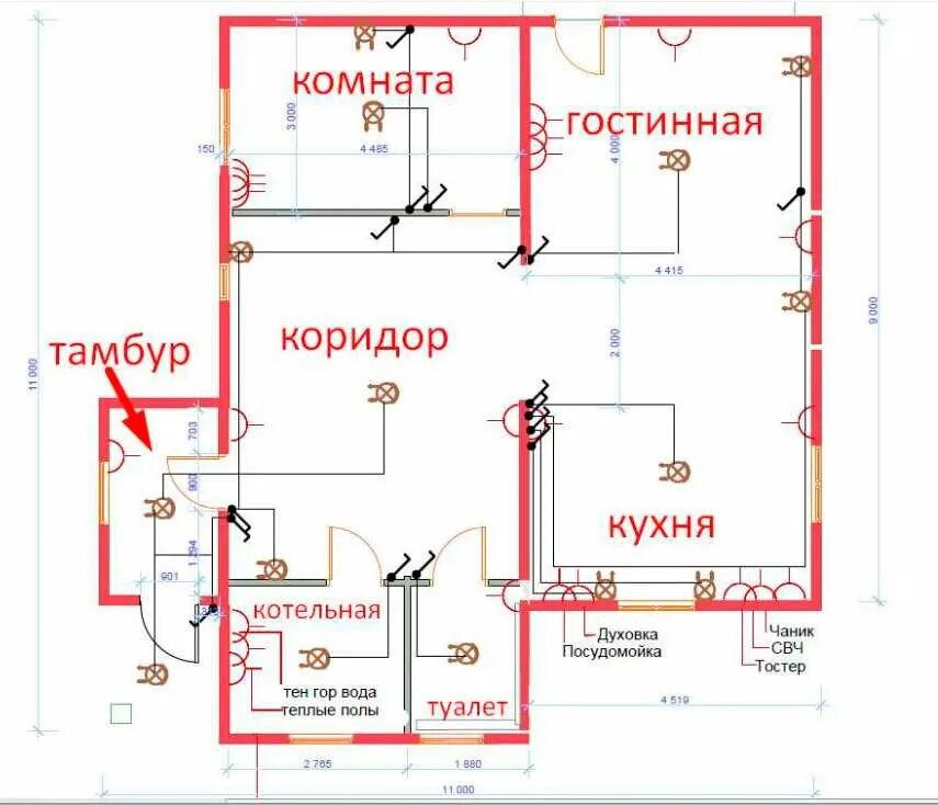 Проводка в каркасном доме схемы Схема подключения электричества в доме - Bec39