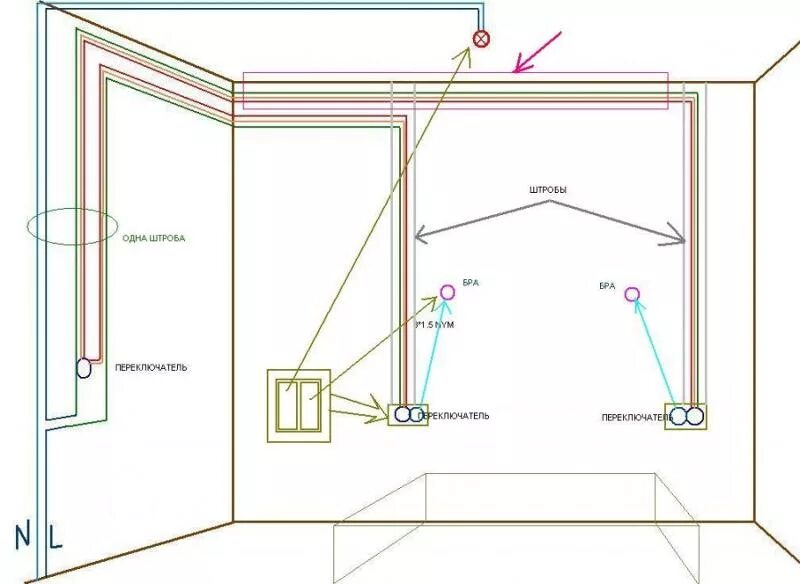 Проводка в потолке схема Ответы Mail.ru: Как решить проблему с проходными выключателями?